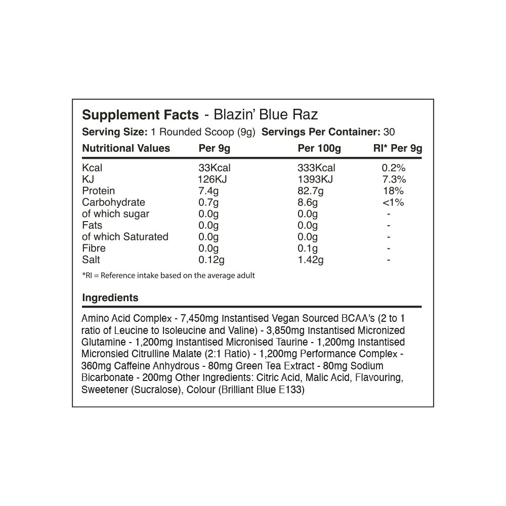 Warrior Amino Blast BCAA Blue Raspberry (270 g)