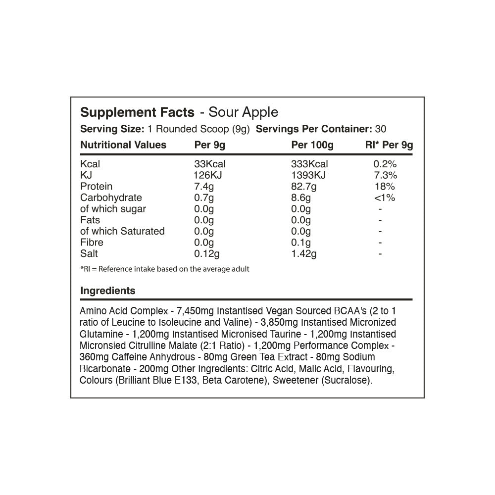 Warrior Amino Blast BCAA Sour Apple (270 g)