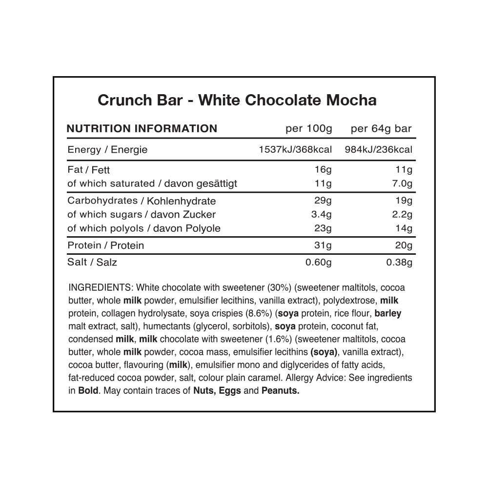Warrior Crunch Bar White Choc Mocha (12 x 64 g)