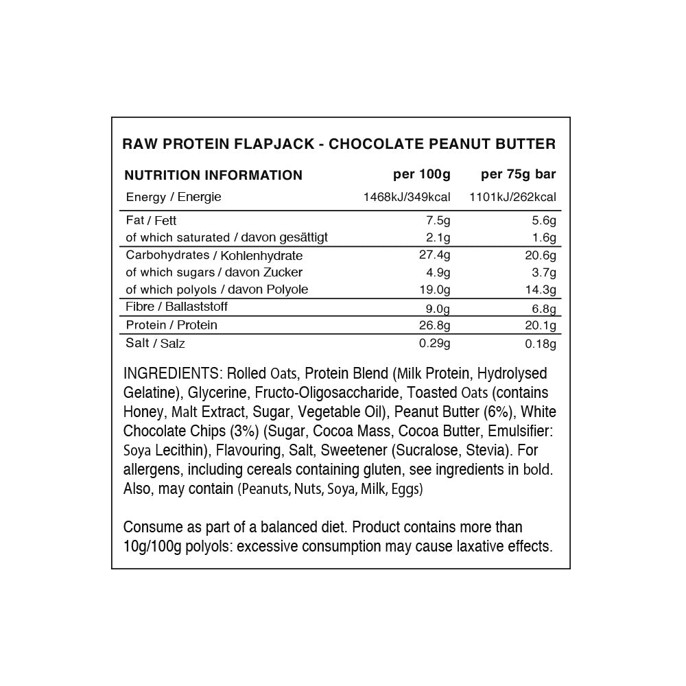 Warrior Raw Protein Flapjack Choco Peanut Butter (12 x 75 g)