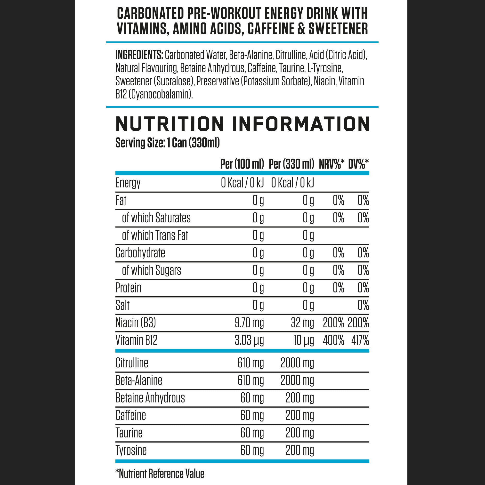 Applied Nutrition ABE Energy & Performance - 12 x 330 ml Statiegeld - Blue Lagoon