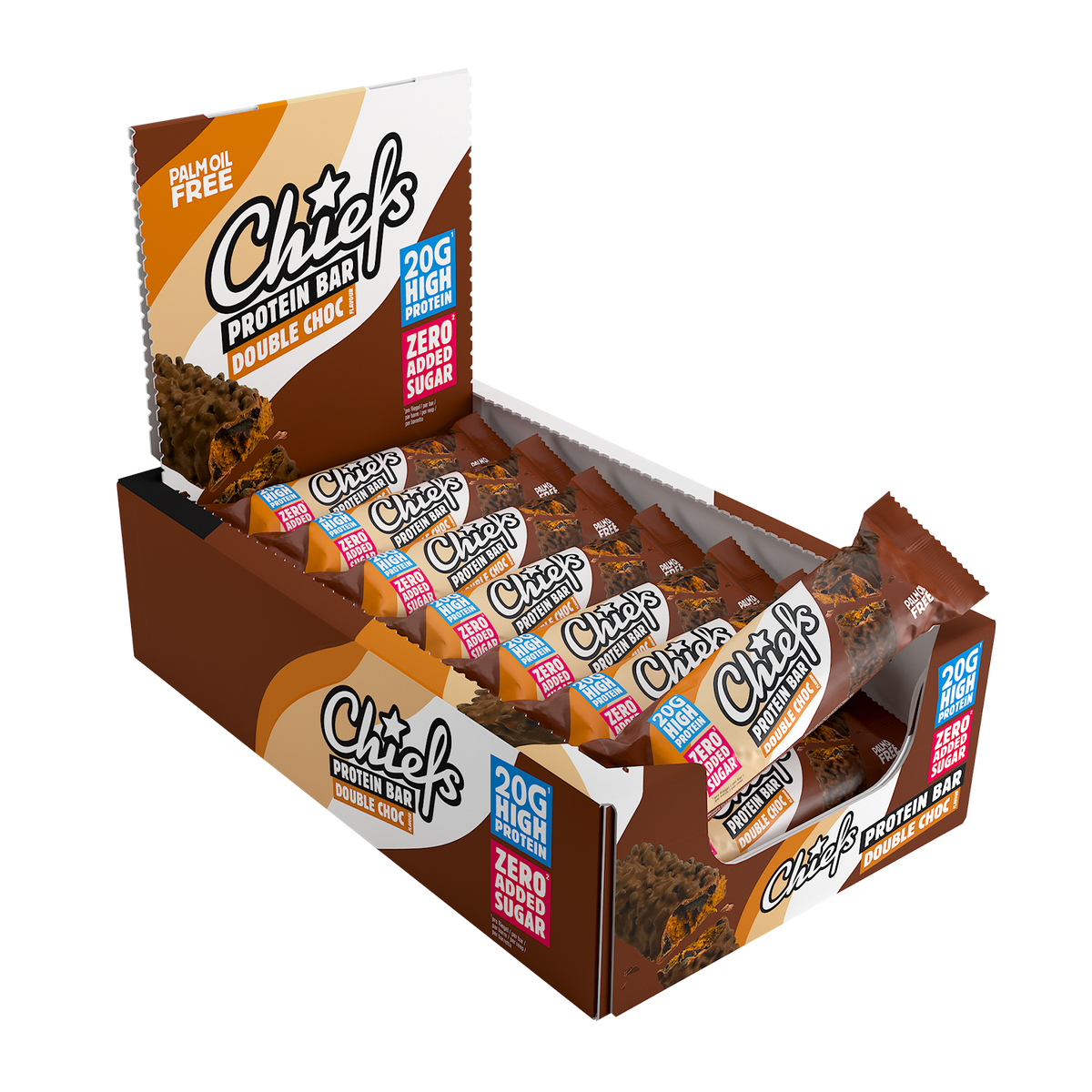 Chiefs Protein Bar Double Chocolate – doos 12 repen