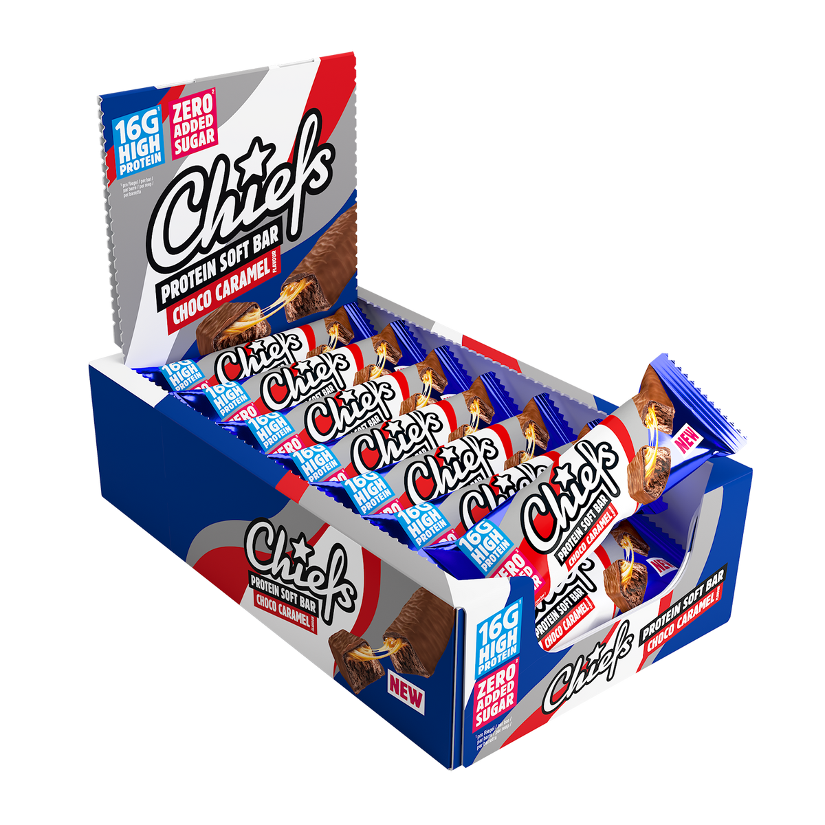 Chiefs Protein Soft Bar Chocolate Caramel – doos 15 repen