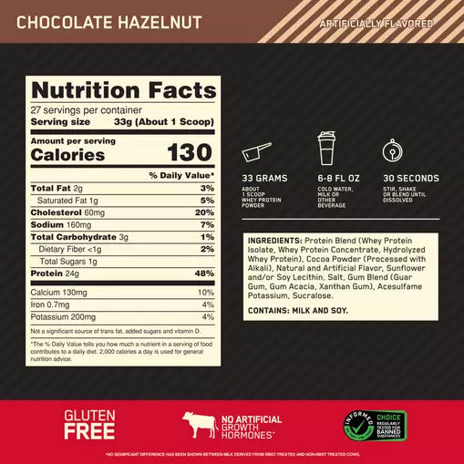 Optimum Nutrition Gold Standard 100% Whey Chocolate Hazelnut (2270 g)