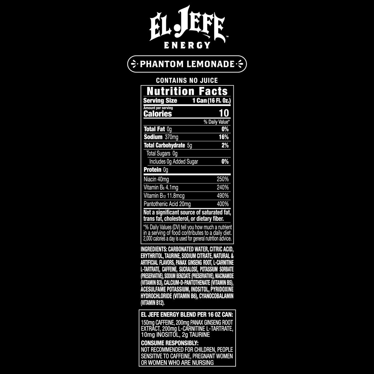 El Jefe Energy Phantom Lemonade 12 x 473 ml