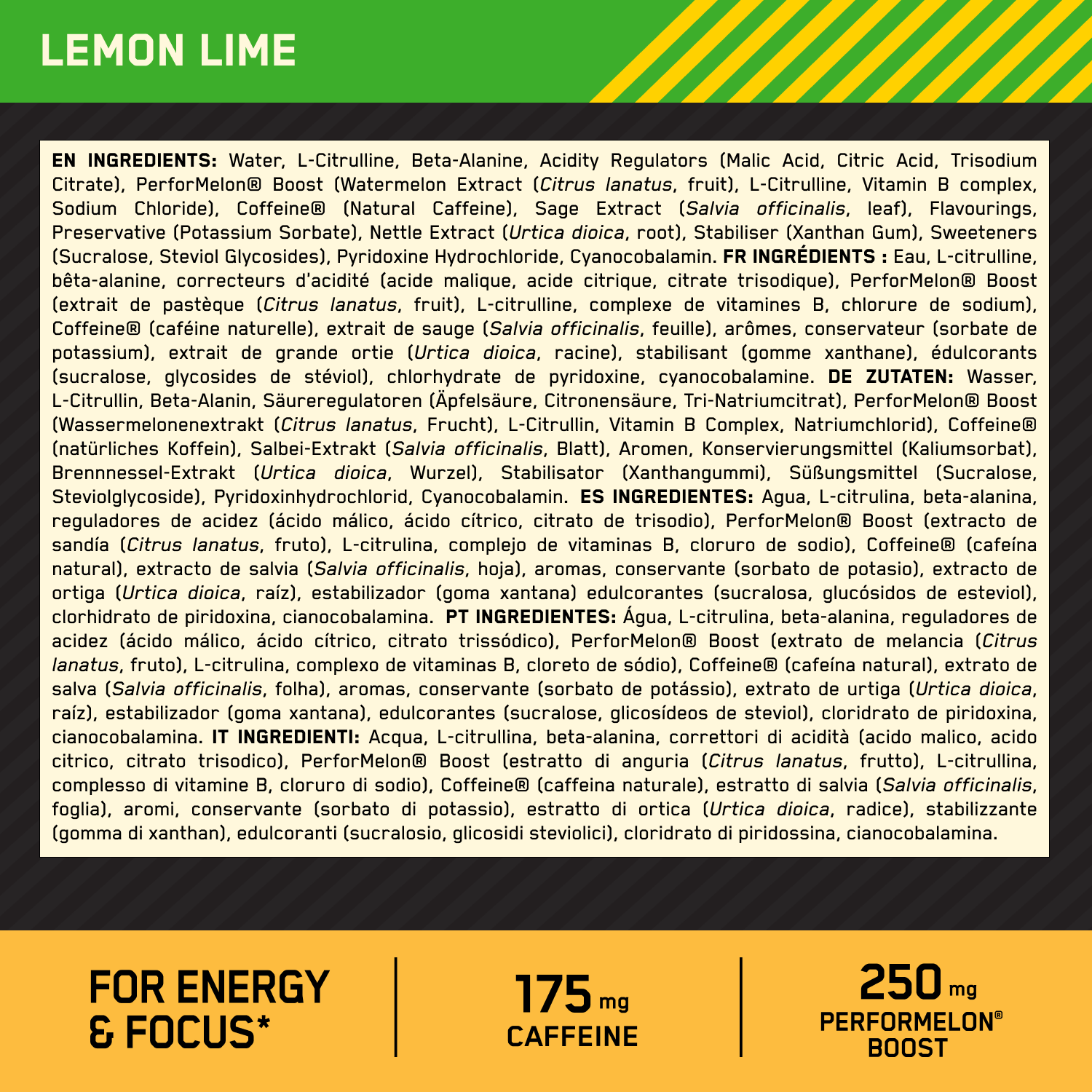 Optimum Nutrition Gold Standard Pre-workout Shot Lemon Lime (12 x 60 ml)