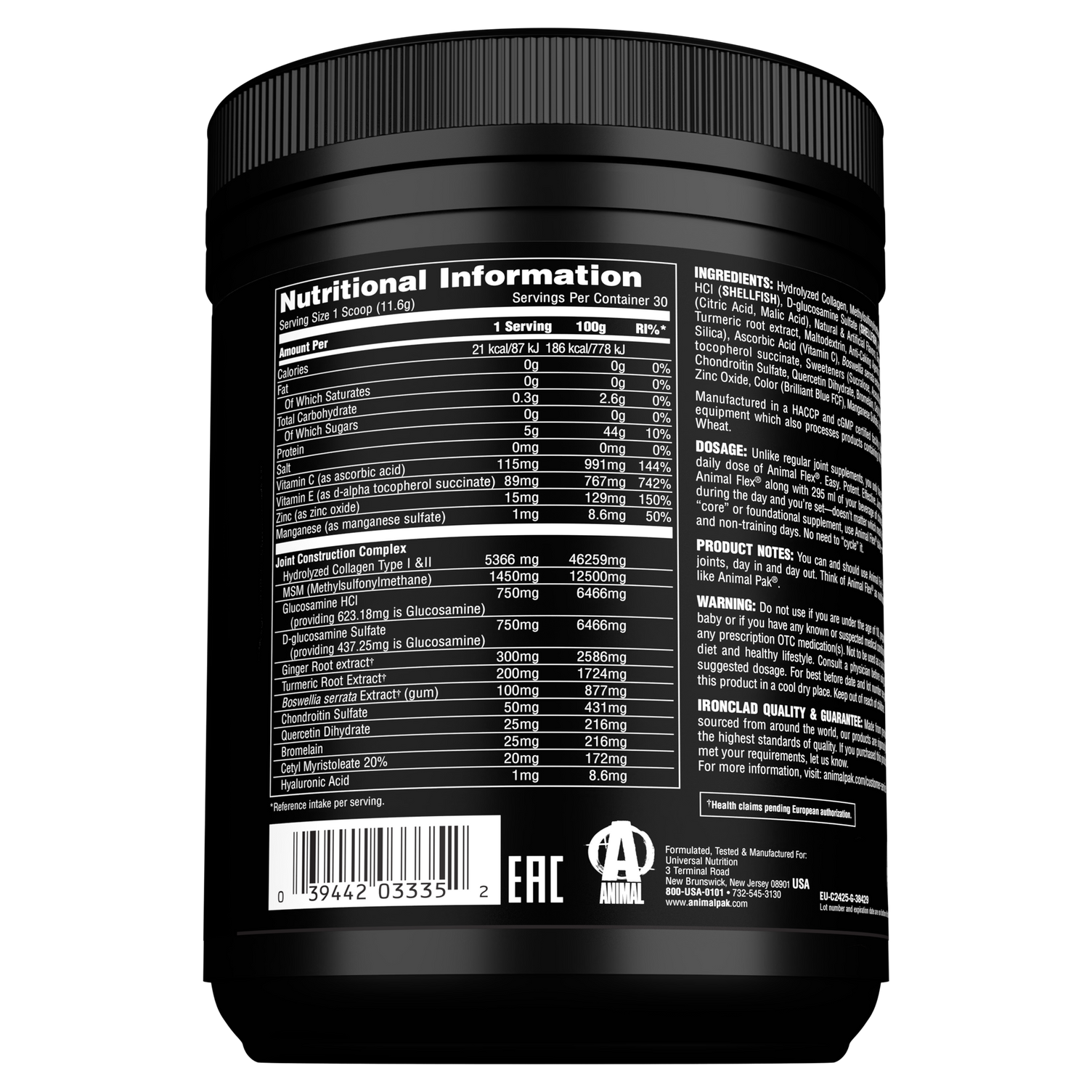 Animal Flex Powder Blue Raspberry (30 servings)