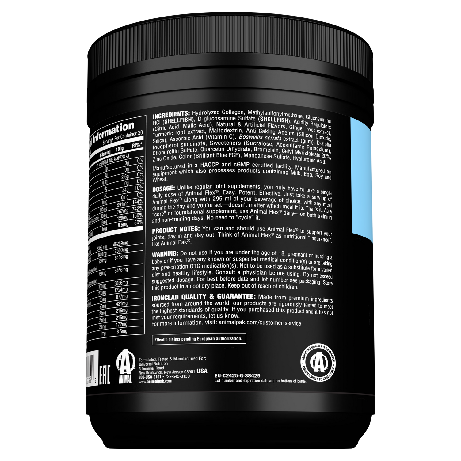 Animal Flex Powder Blue Raspberry (30 servings)