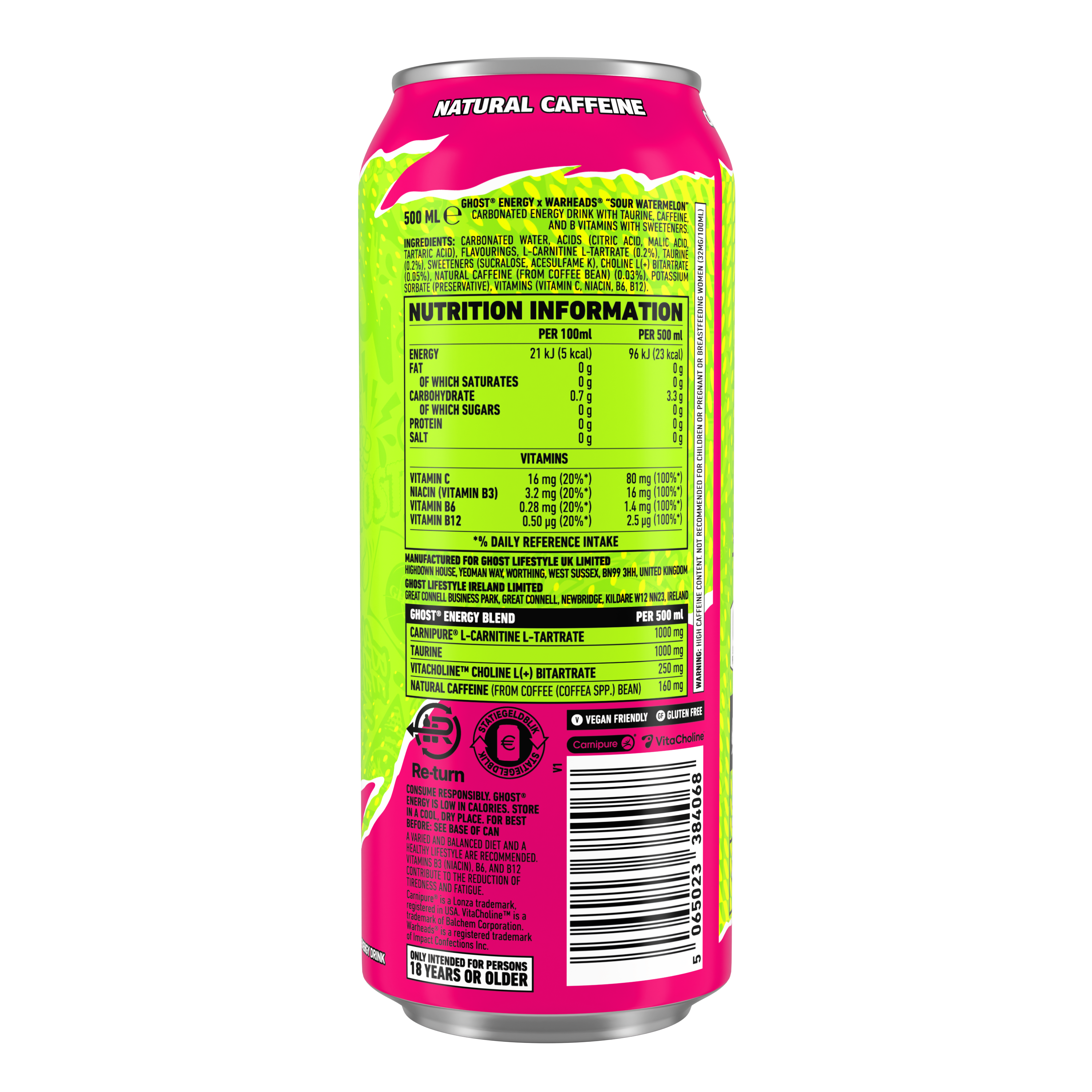 Ghost Energy - 12 x 500 ml - Warheads Watermelon