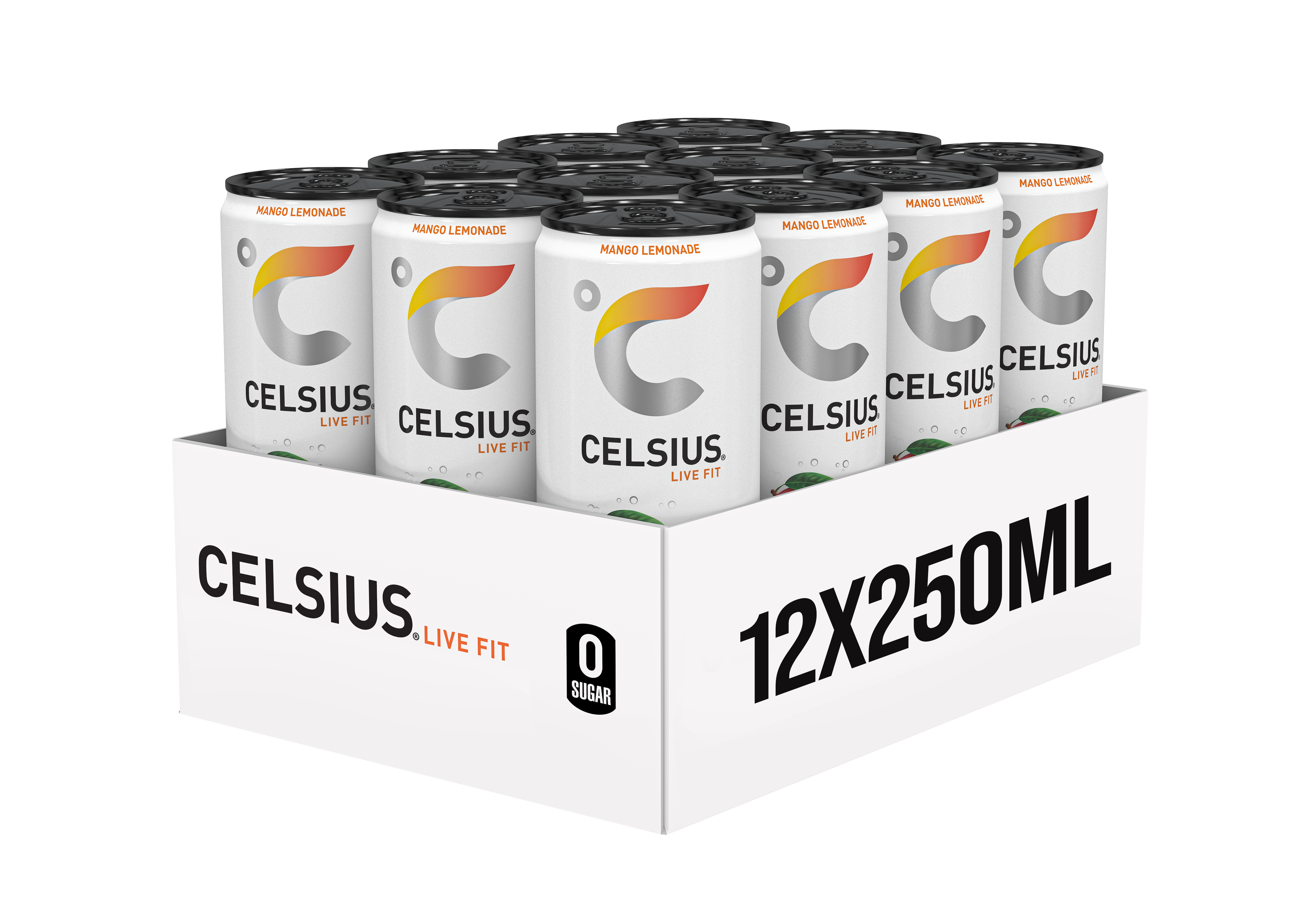 Celsius Sparkling Energy Drink - 12 x 250 ml - Mango Lemonade