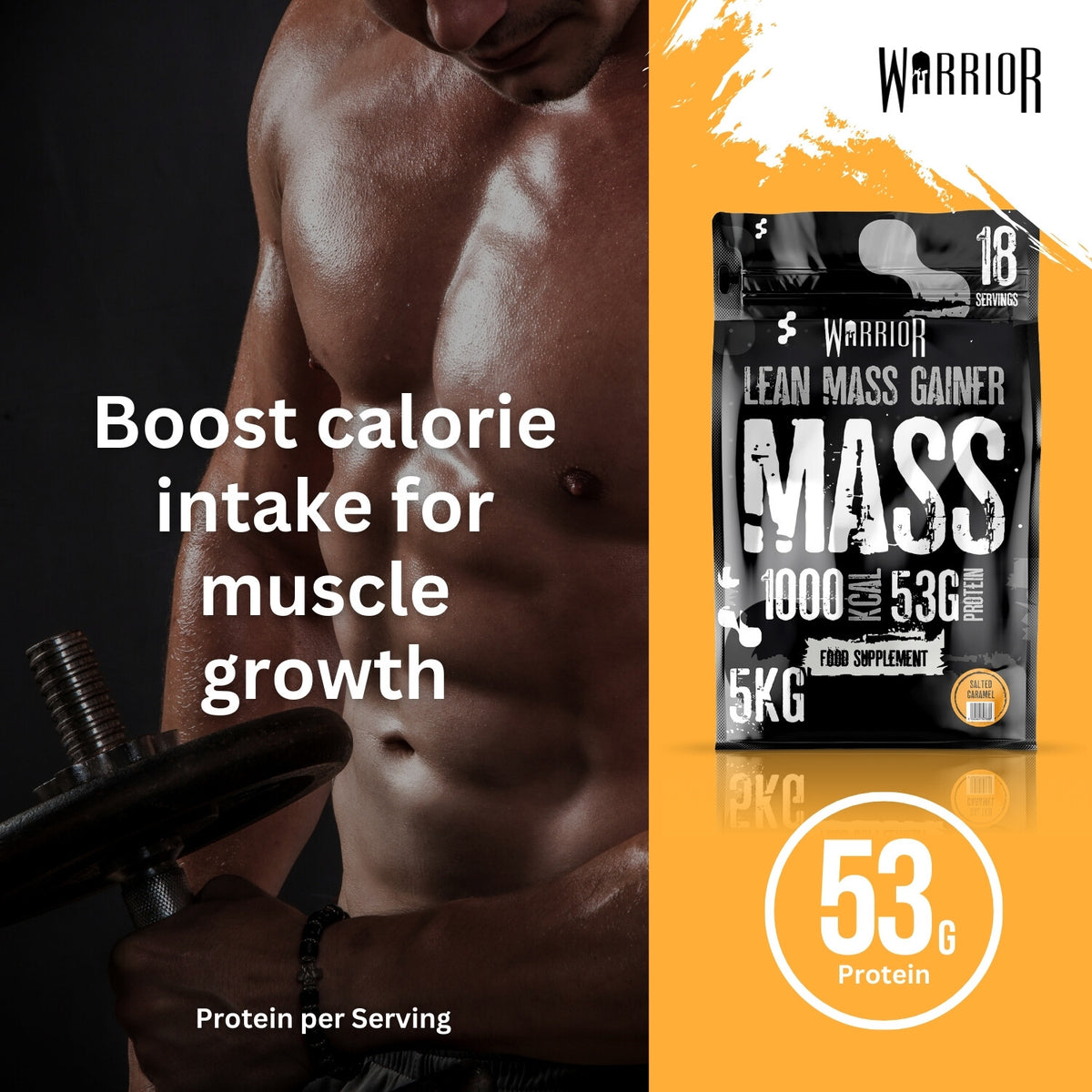 Warrior Mass Lean Mass Gainer Salted Caramel – 53 g eiwit per shake