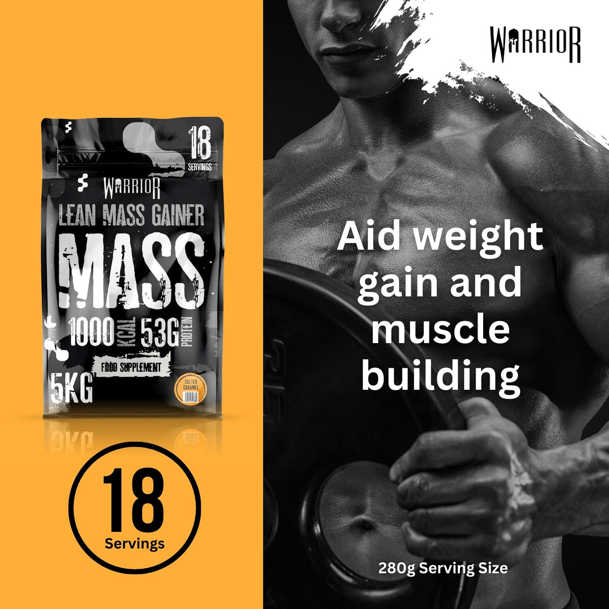 Warrior Mass Lean Mass Gainer Salted Caramel – 18 shakes per zak