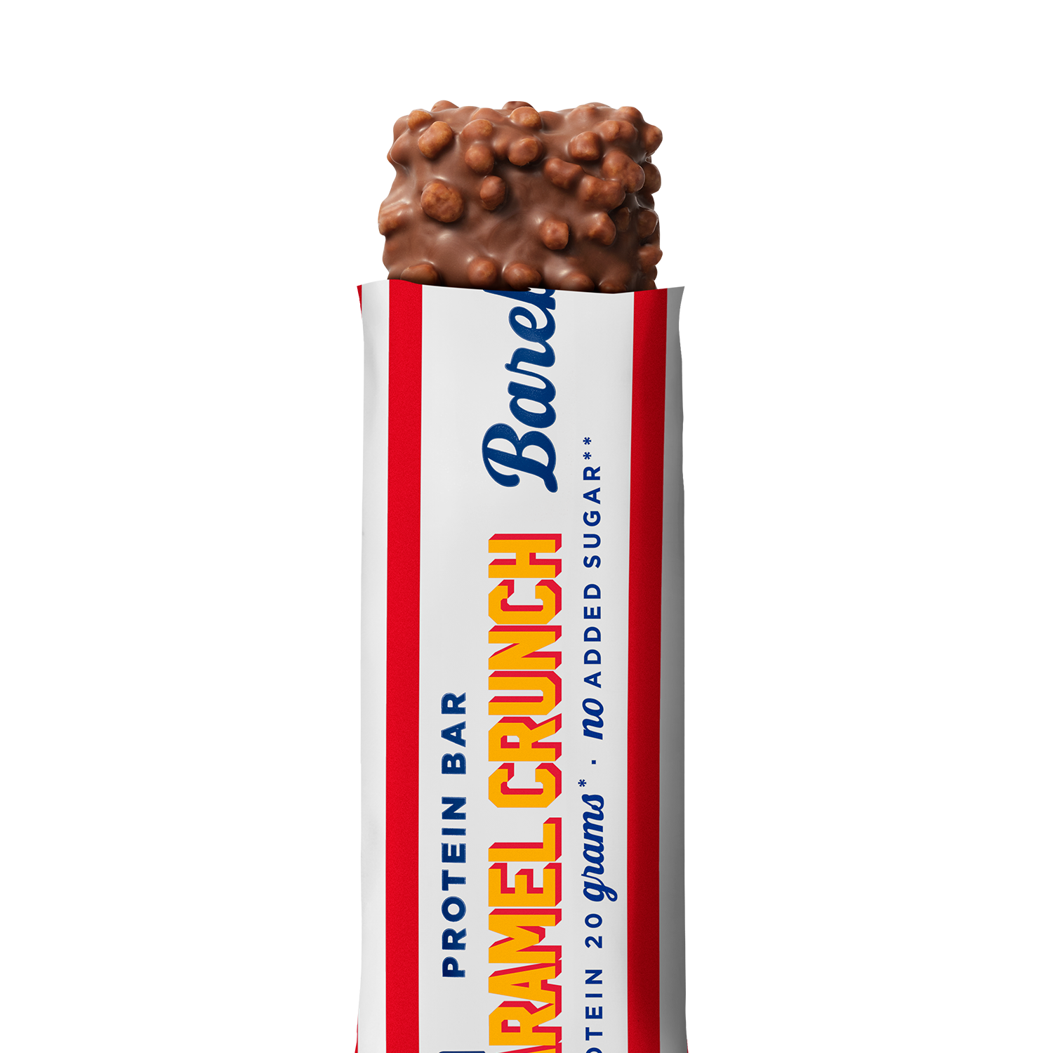 Barebells Protein Bar Salty Caramel Crunch eiwitreep - packshot met zichtbare vulling