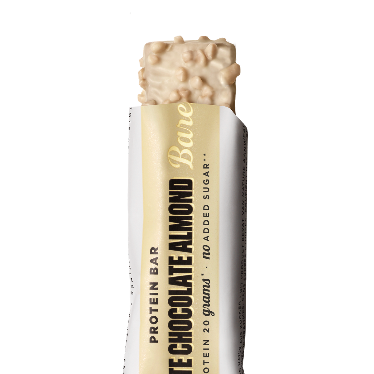 Barebells Protein Bar White Chocolate Almond eiwitreep - packshot met zichtbare vulling