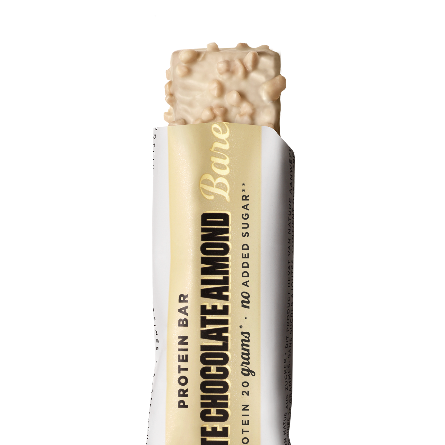 Barebells Protein Bar White Chocolate Almond eiwitreep - packshot met zichtbare vulling