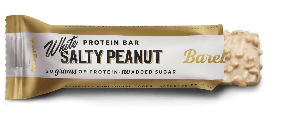 Barebells Protein Bar White Salty Peanut eiwitreep - verpakking voorzijde
