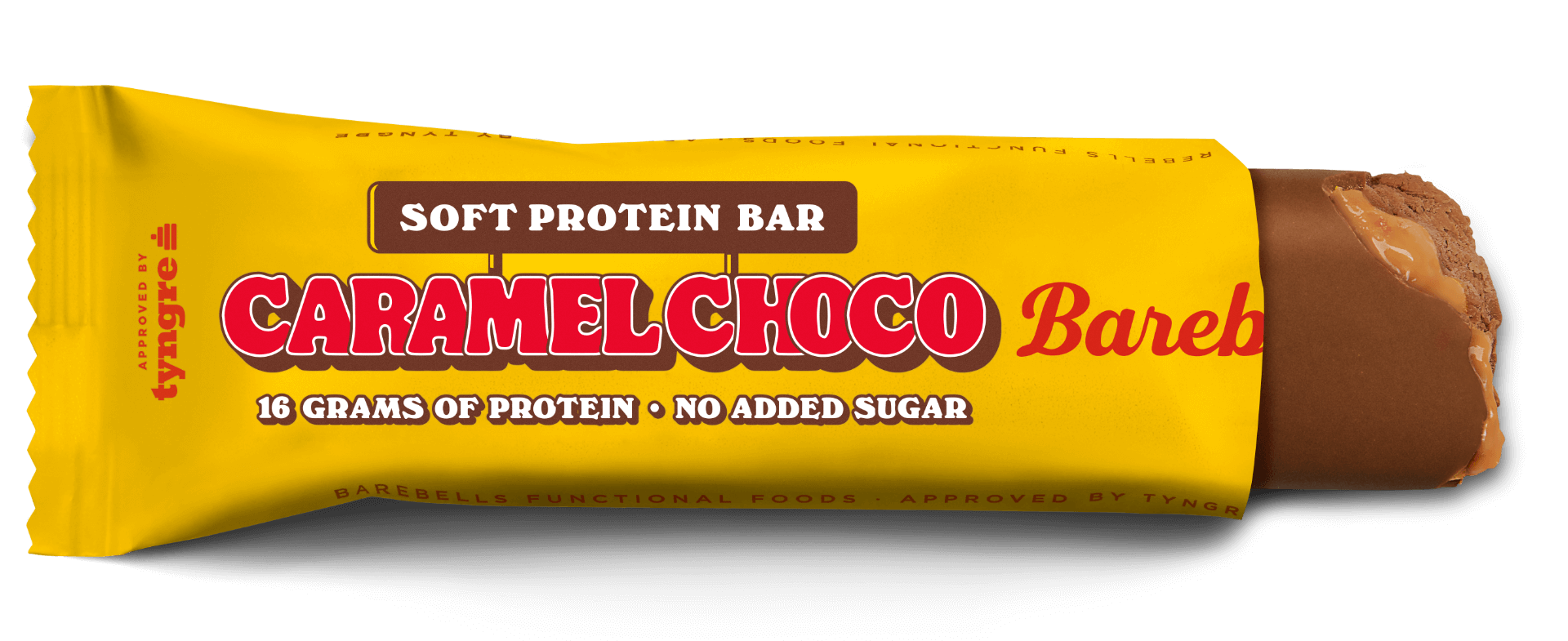 Barebells Soft Protein Bar Caramel Choco eiwitreep - verpakking voorzijde