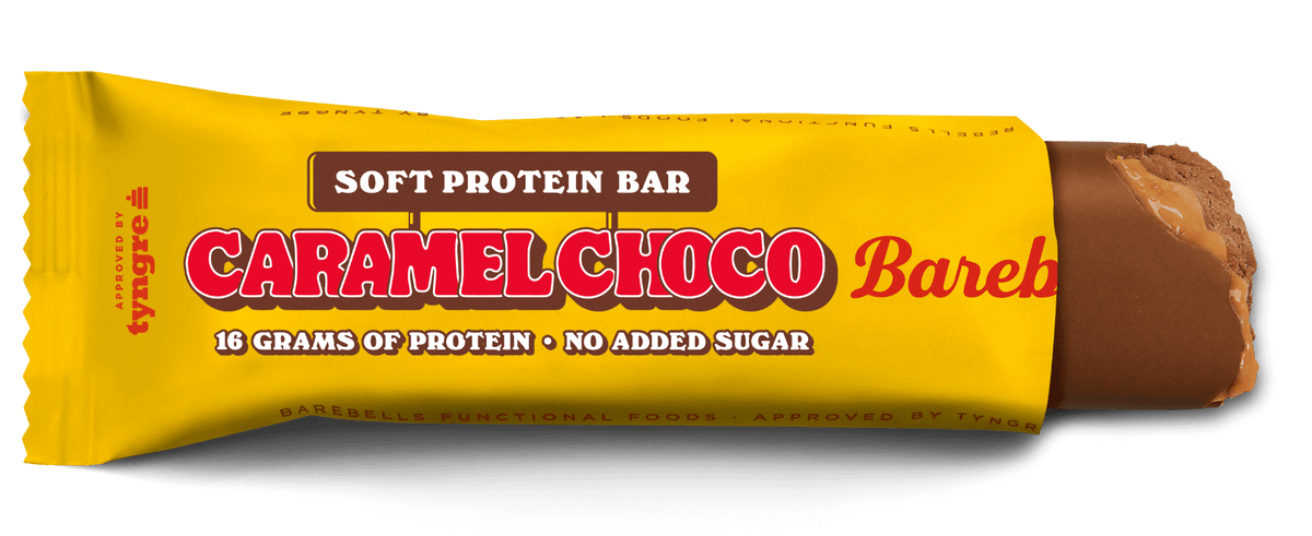 Barebells Soft Protein Bar Caramel Choco eiwitreep - verpakking voorzijde