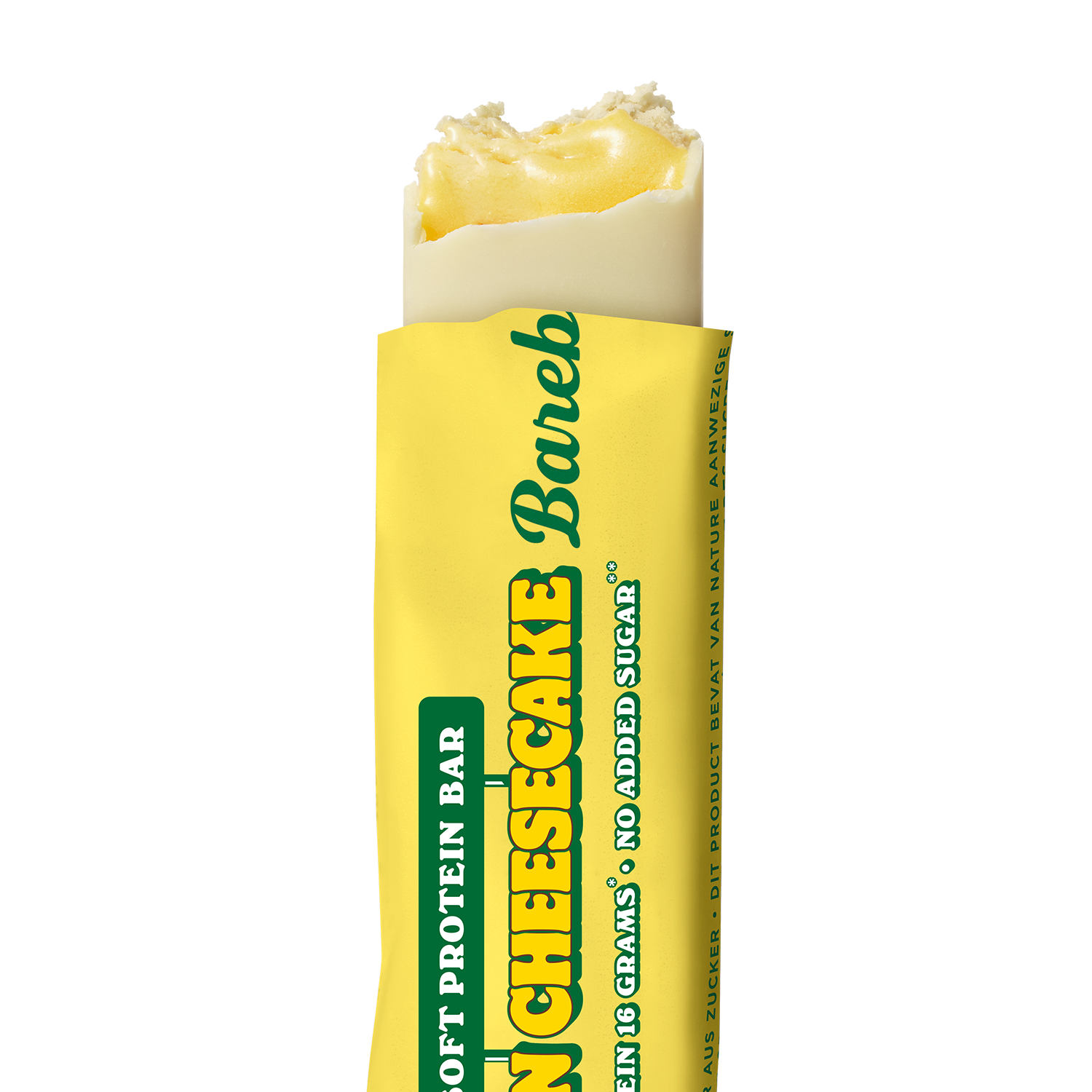 Barebells Soft Protein Bar Lemon Cheesecake eiwitreep - packshot met zichtbare cheesecakevulling