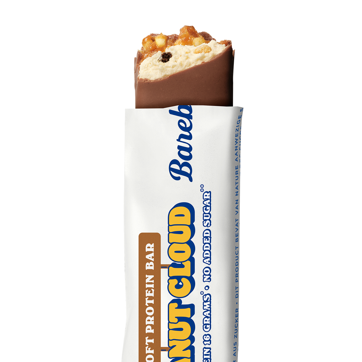 Barebells Soft Protein Bar Peanut Cloud eiwitreep - packshot met zichtbare pinda-karamelvulling