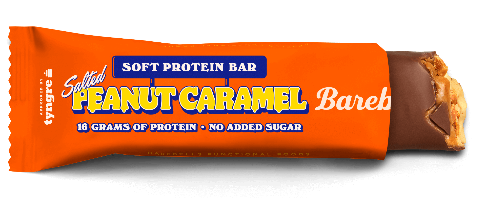 Barebells Soft Protein Bar Salted Peanut Caramel eiwitreep - verpakking voorzijde