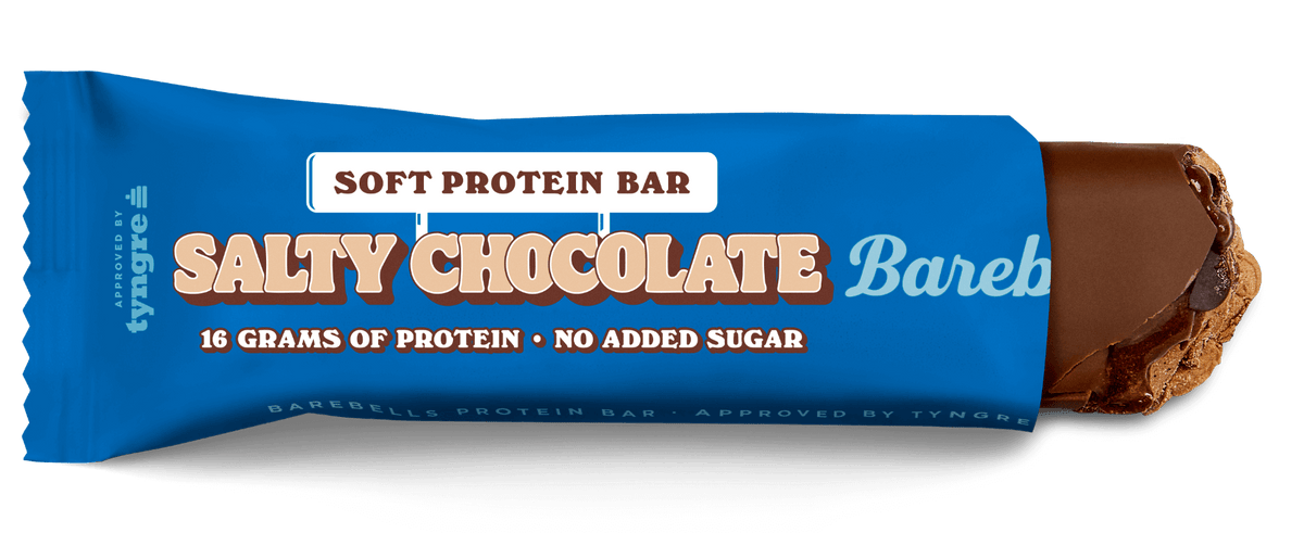 Barebells Soft Protein Bar Salty Chocolate eiwitreep - verpakking voorzijde