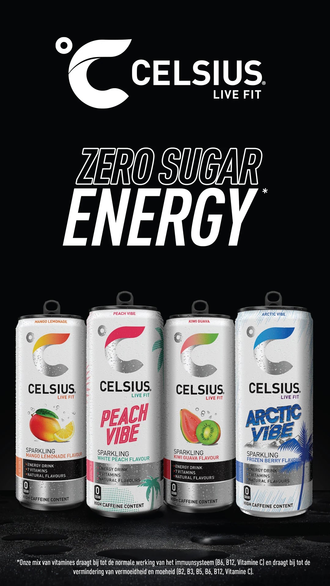 Celsius Sparkling Energy Drink – smaakassortiment blikjes