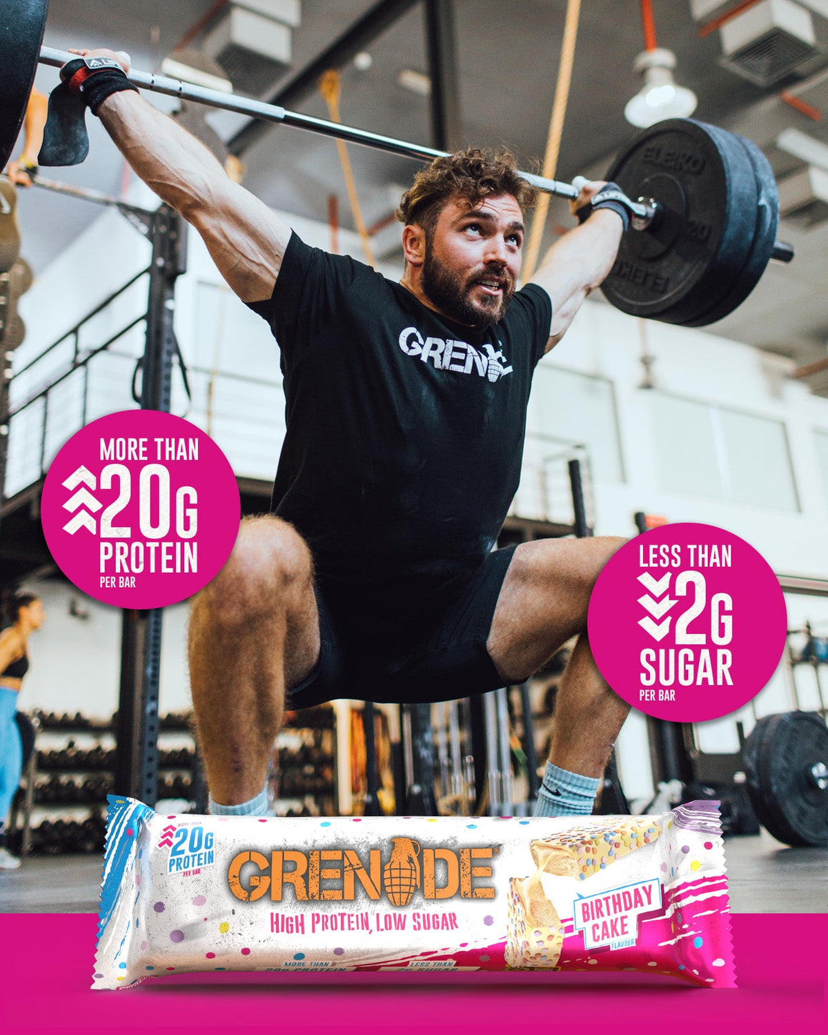 Grenade Protein Bar Birthday Cake eiwitreep – sfeerfoto 4