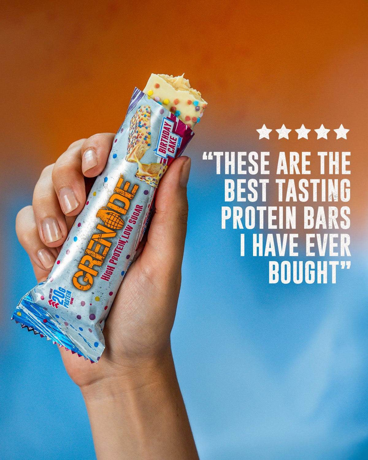 Grenade Protein Bar Birthday Cake eiwitreep – sfeerfoto 5