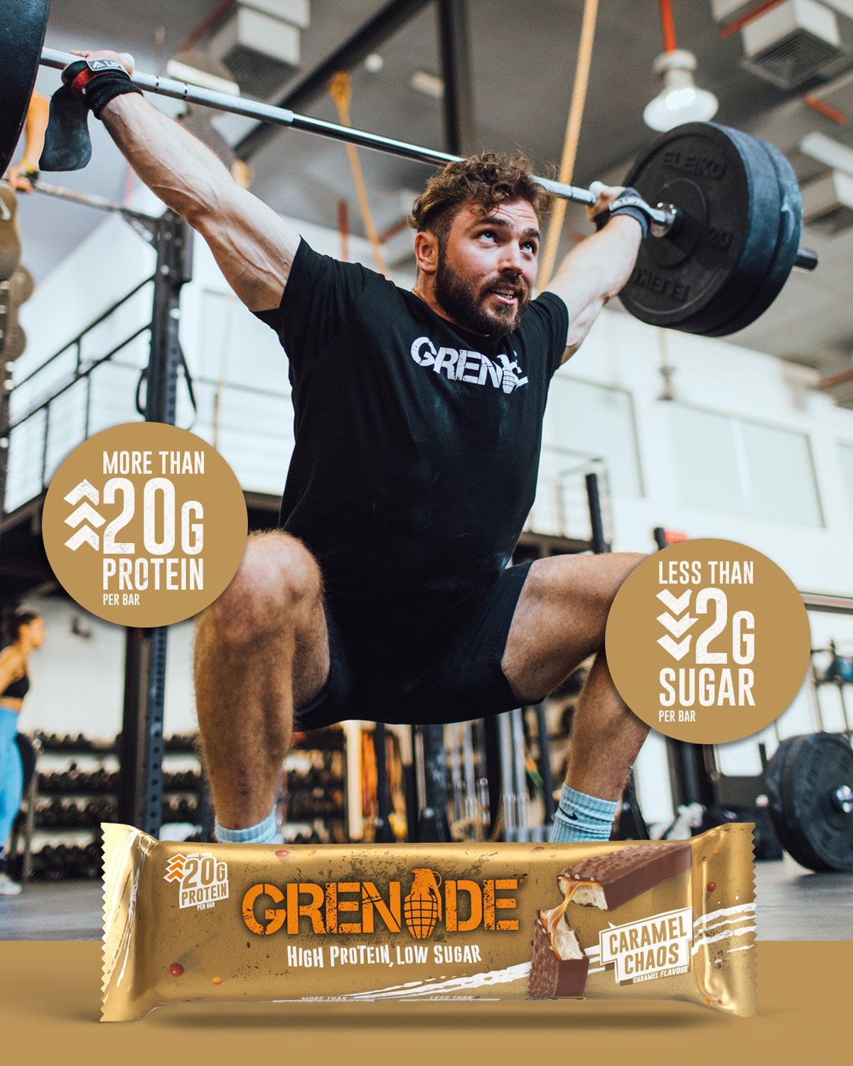 Grenade Protein Bar Caramel Chaos eiwitreep – sfeerfoto 4