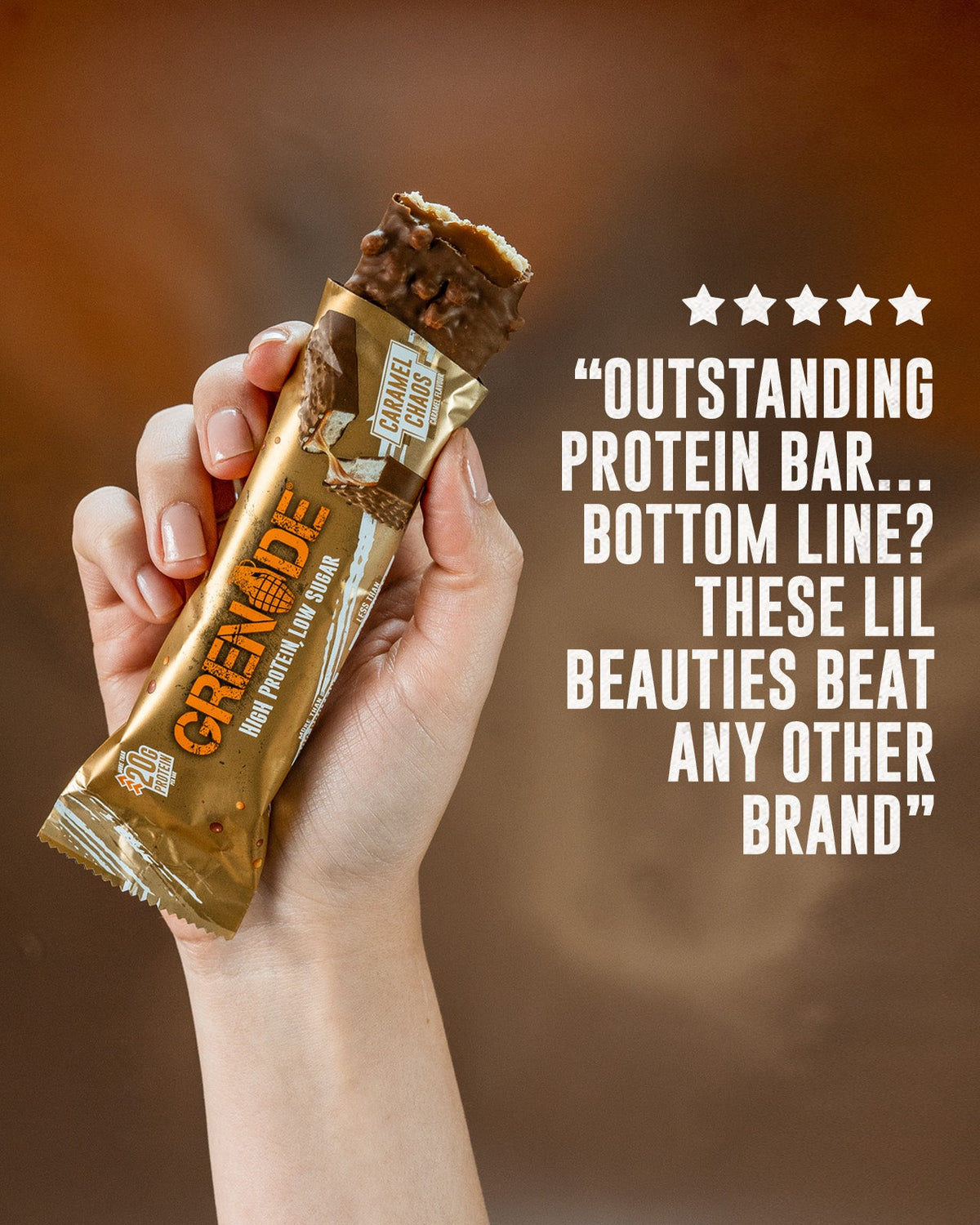 Grenade Protein Bar Caramel Chaos eiwitreep – sfeerfoto 5