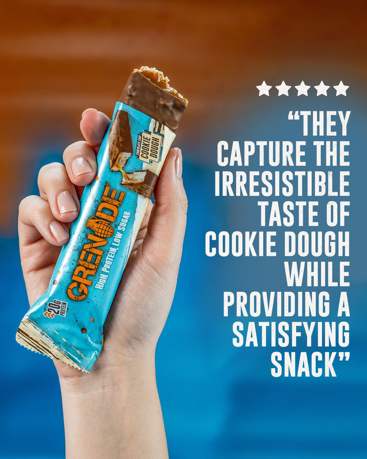 Grenade Protein Bar Chocolate Chip Cookie Dough eiwitreep – sfeerfoto 5