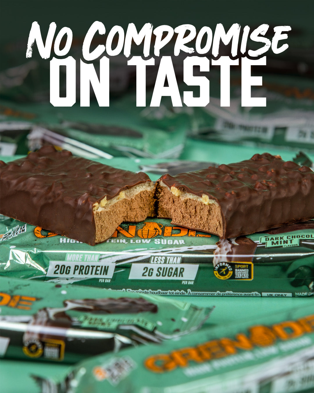 Grenade Protein Bar Dark Chocolate Mint eiwitreep – sfeerfoto 2