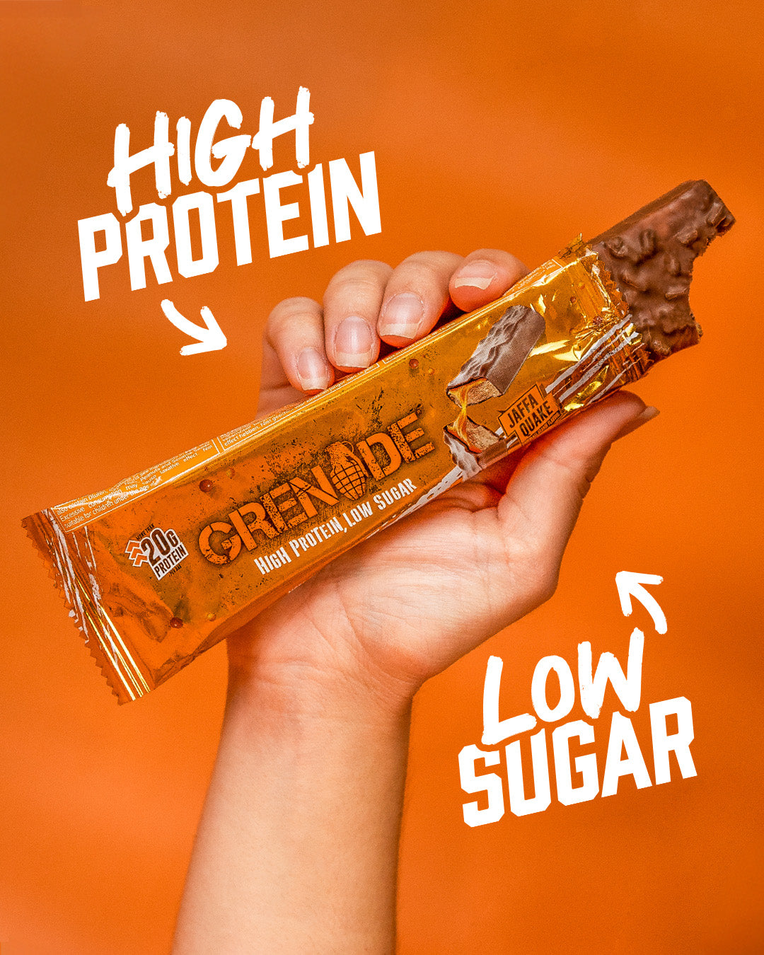 Grenade Protein Bar Jaffa Quake eiwitreep – sfeerfoto 1