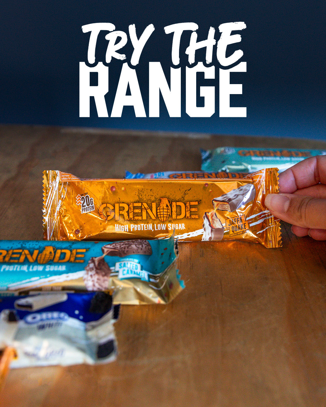 Grenade Protein Bar Jaffa Quake eiwitreep – sfeerfoto 3