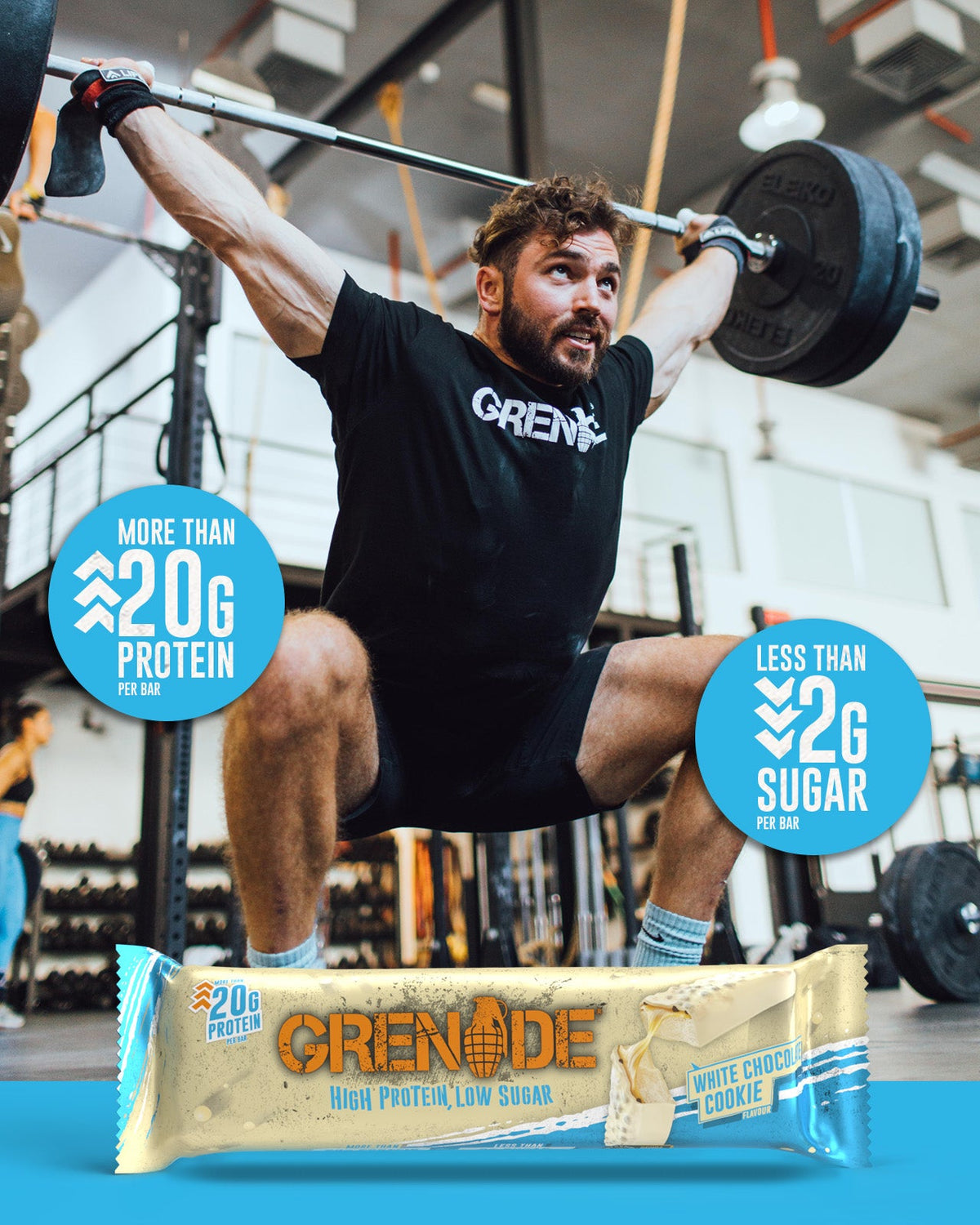 Grenade Protein Bar White Chocolate Cookie eiwitreep – sfeerfoto 4