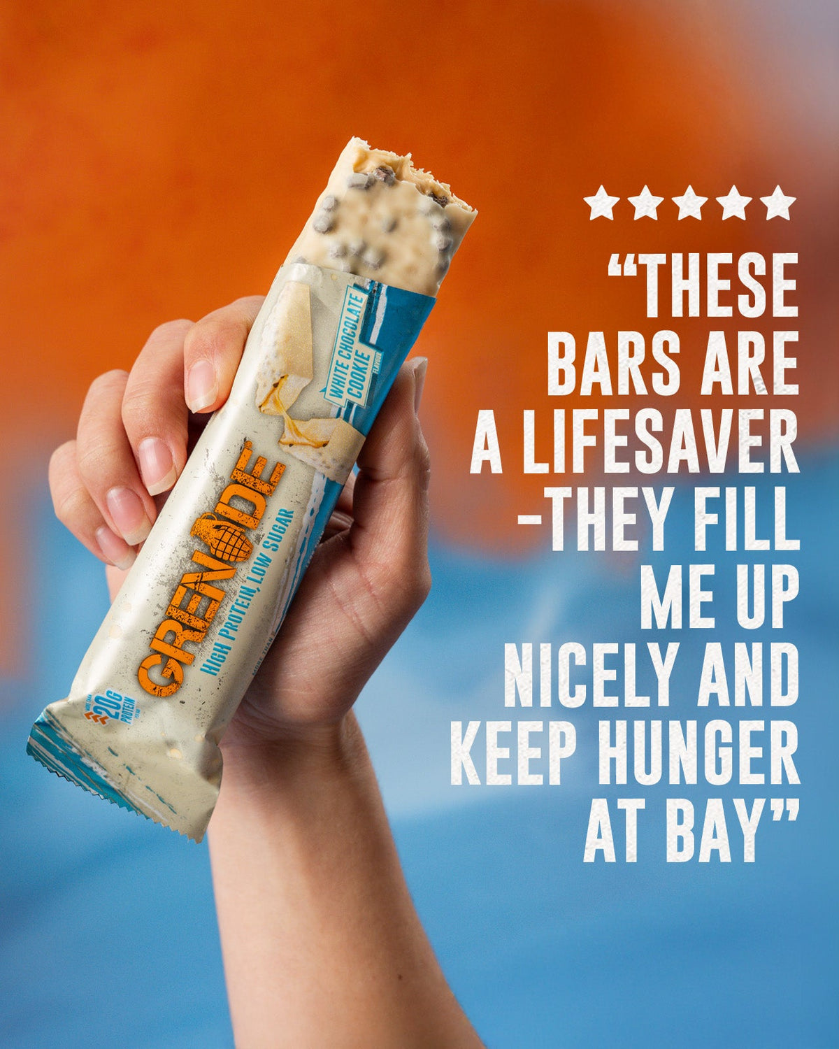 Grenade Protein Bar White Chocolate Cookie eiwitreep – sfeerfoto 5