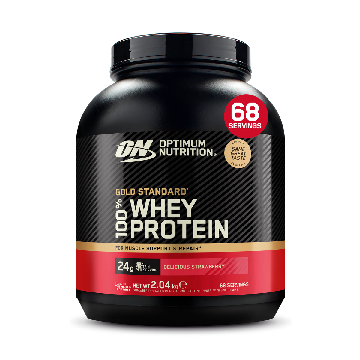 Optimum Nutrition Gold Standard 100% Whey Delicious Strawberry 2000 g - verpakking vooraanzicht