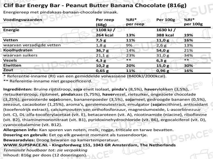 Clif Bar Peanut Er Banana 12 X 68